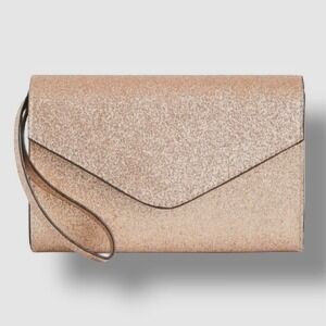 Rosie Harlow Juniors Women's Gold Glitter Wristlet Hand‎ Bag Purse, NWOT $39